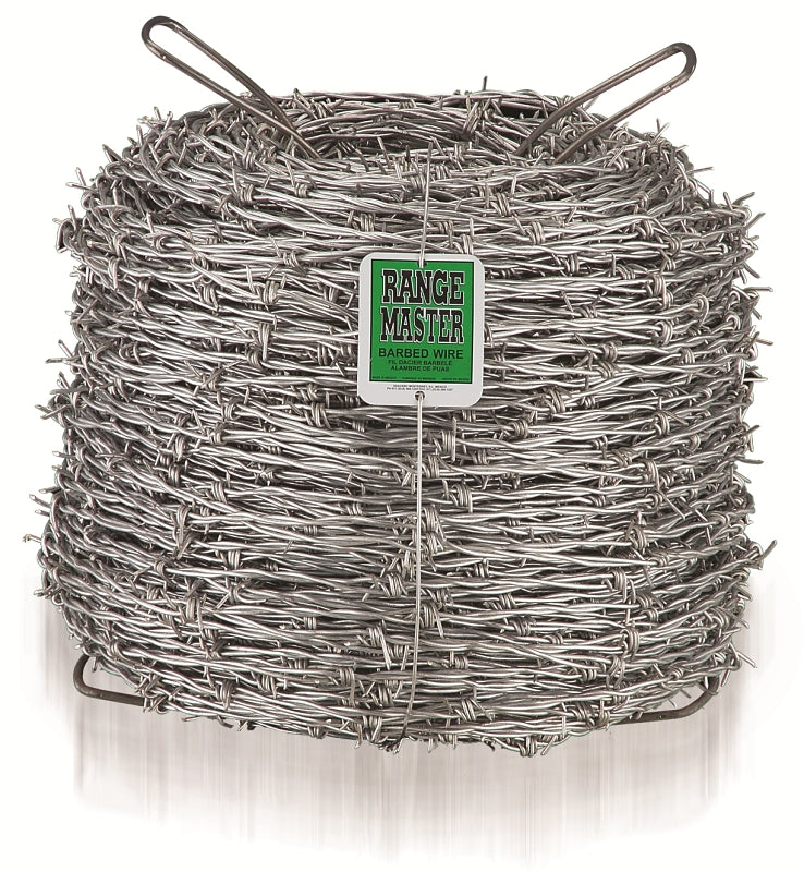 Rangemaster Commercial Class 7125 Barbed Wire, 1320 ft L, 12-3/4 Gauge, 5 in Points Spacing, Zinc