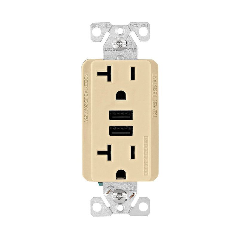 RECEPTACLE DP 3.6A USB IVR 20A