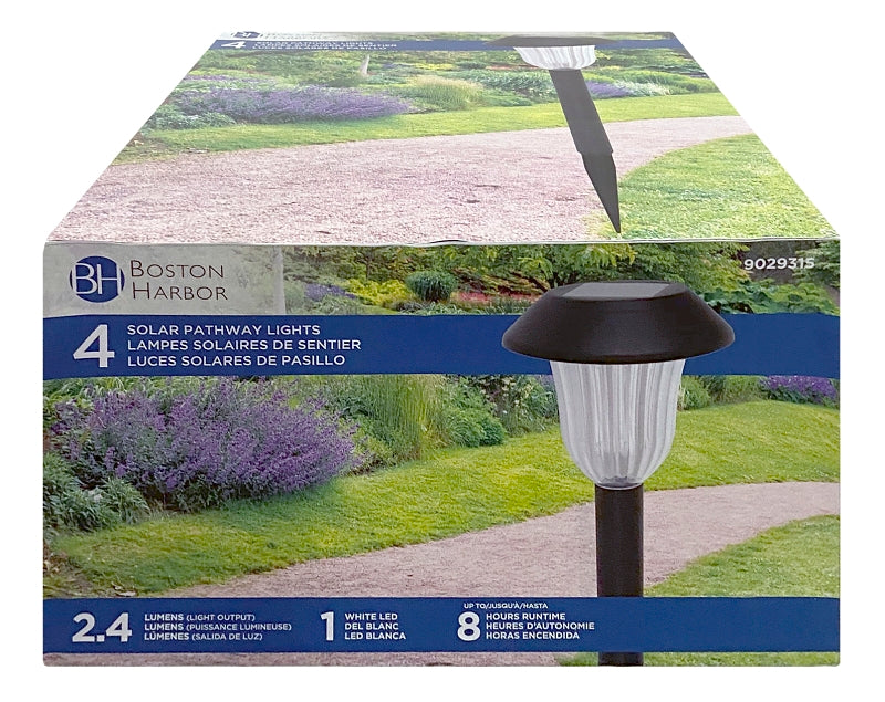 Boston Harbor Solar Stake Light, Ni-Mh Battery, AA Battery, 1-Lamp, Plastic Fixture, Black