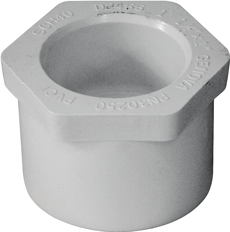 Xirtec 140 435655 Reducing Bushing, 1-1/2 x 1 in, Spigot x Socket, White, SCH 40 Schedule, 150 psi Pressure
