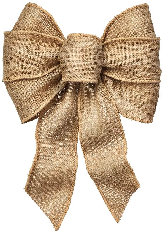 Holidaytrims 6112 Wired Bow, Burlap, Natural
