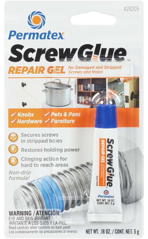 Permatex ScrewGlue 28205 Repair Gel, Gel, Blue, 5 g Tube