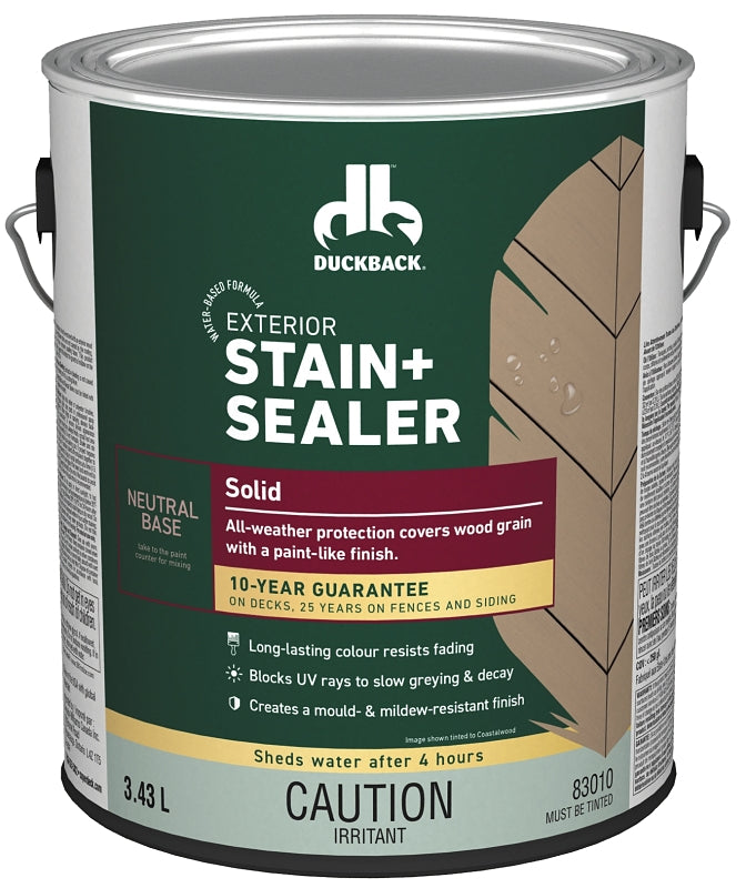 Duckback BCWB83010-16 Exterior Stain and Sealer, Neutral Base, Liquid, 1 gal