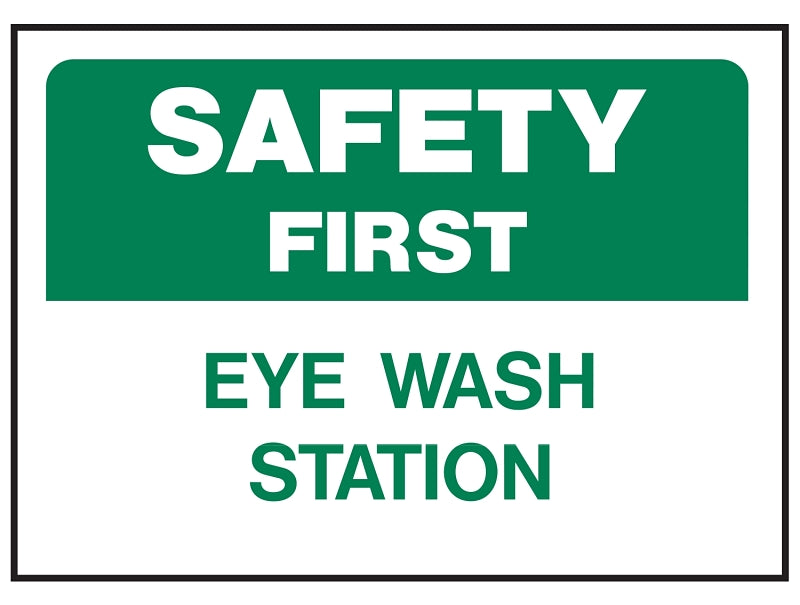 Hy-Ko 573 Safety Sign, Rectangular, EYE WASH STATION, Green Legend, White Background, Polyethylene