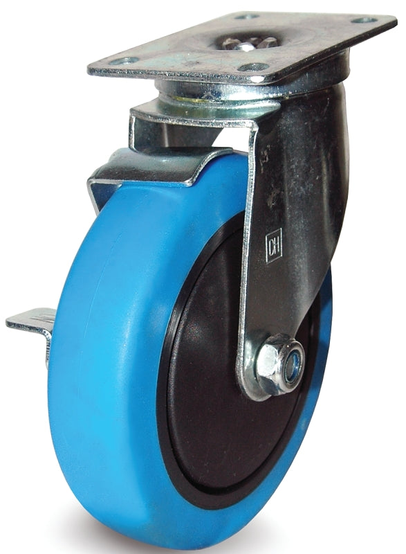Dh Casters C-LM35P1BMSB Swivel Caster, 3-1/2 in Dia Wheel, 1-1/4 in W Wheel, Thermoplastic Rubber Wheel, Blue, 220 lb