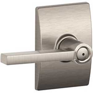 Schlage F Series F40VLAT619CEN Privacy Lever, Mechanical Lock, Satin Nickel, Lever Handle, Metal, Residential
