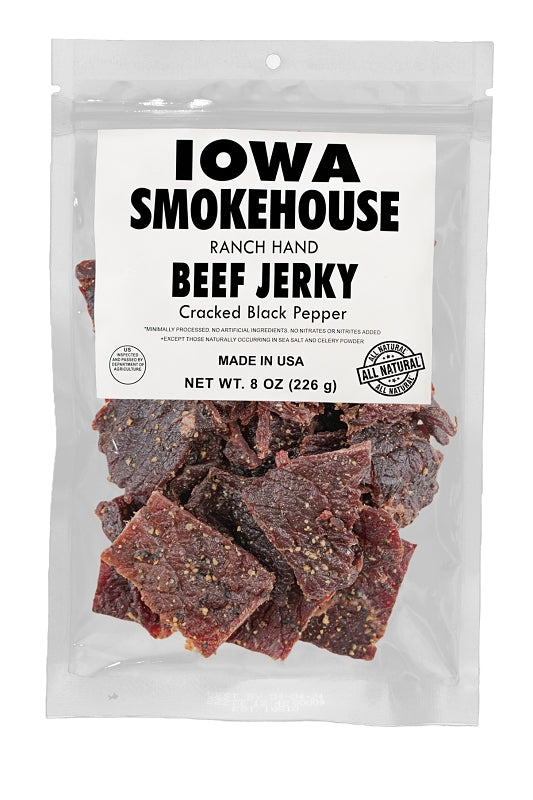 Iowa Smokehouse IS-RH8JP-6CT Beef Jerky, Cracked Black Pepper, 8 oz