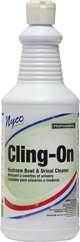 nyco NL553-Q12 Restroom Bowl and Urinal Cleaner, 1 qt Bottle, Liquid, Cherry Almond, Pleasant, Pink
