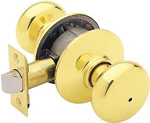Schlage Plymouth Series F40 PLY 605 Privacy Lockset, Round Design, Knob Handle, Bright Brass, Metal, Yes