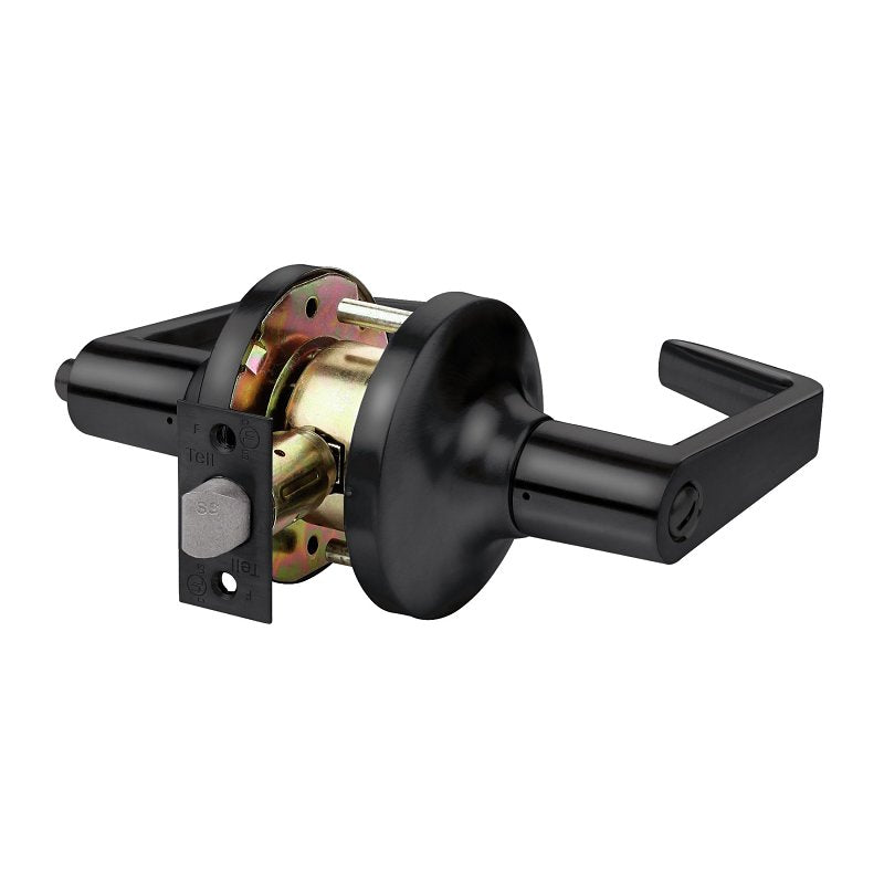 Tell Manufacturing LC2400 Series CL102904 Bed and Bath Door Lock, Lever Handle, Matte Black, Steel, Left, Right Hand