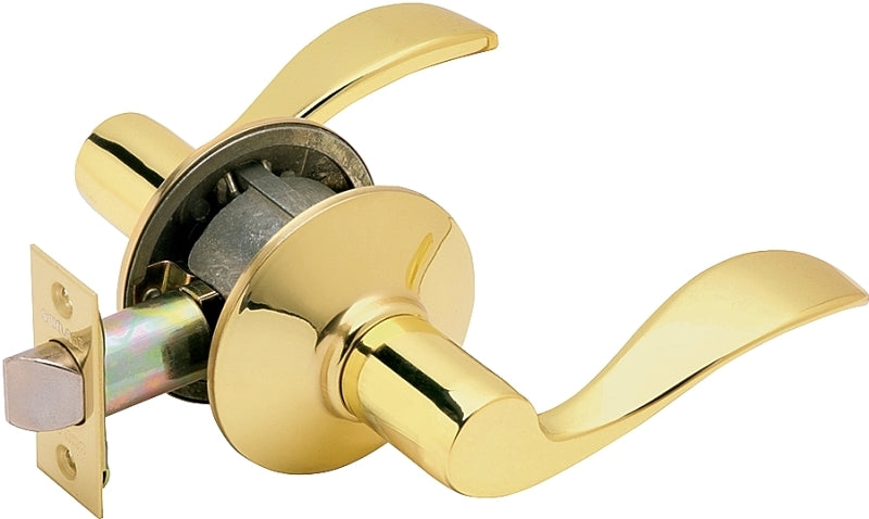 Schlage Accent Series F10 ACC 605 Passage Lever Lockset, Mechanical Lock, Bright Brass, Lever Handle, Metal, Residential