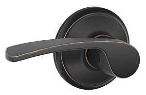 Schlage Merano Series F10VMER716 Door Lever, Mechanical Lock, Aged Bronze, Lever Handle, Metal, Residential