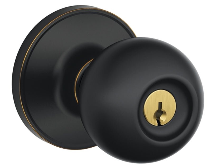Schlage Corona Series J54 CNA 716 Entry Knob Set, Knob Handle, Aged Bronze, Metal, C Keyway, Residential, Grade 3 Grade