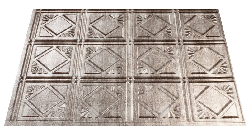 Fasade D6121 Backsplash Panel, 24 in L, 18 in W, Thermoplastic, Silver