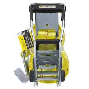 SmartStrap 263 Stamped Rail Tie-Down, 2 in W, 27 ft L, Polyester/Steel, Yellow, 3333 lb, Flat Hook End Fitting