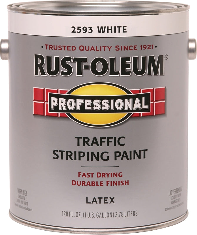 Professional 2593402 Striping Paint, Flat, Traffic White, 1 gal, Pail