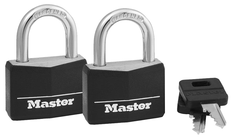 Master Lock 141T Padlock, Keyed Alike Key, 1/4 in Dia Shackle, Steel Shackle, Brass Body, 1-9/16 in W Body
