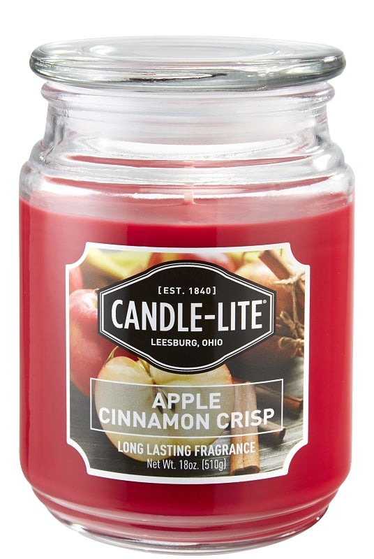 CANDLE-LITE 3297021 Jar Candle, Apple Cinnamon Crisp Fragrance, Crimson Candle, 70 to 110 hr Burning