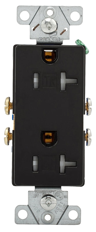 Eaton TR1307BK-BOX Duplex Receptacle Wallplate, 2-Pole, 20 A, 125 V, NEMA: 5-20R, Black
