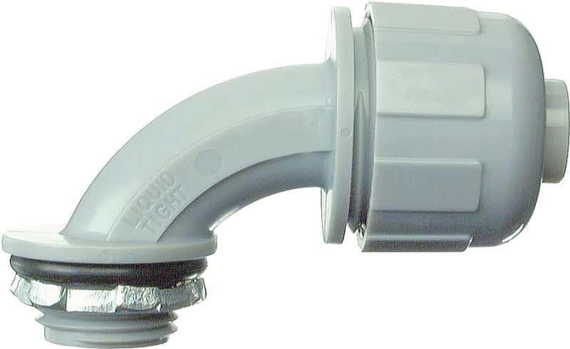 Halex 27690 Liquidtight Connector, 90 deg Angle, 3/8 in, PVC