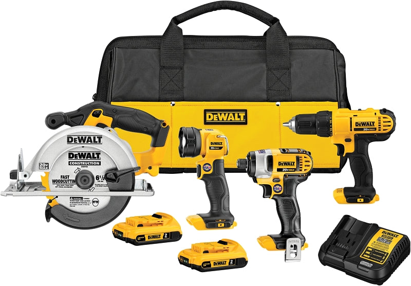 DeWALT DCK466D2 Combination Kit, Battery Included, 20 V, 4-Tool, Lithium-Ion Battery