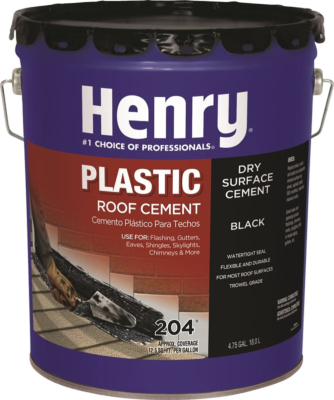 Henry HE204071 Plastic Roof Cement, Black, Liquid, 5 gal Can