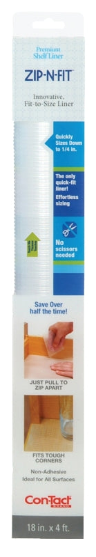 Con-Tact 04F-CZ8S01-06 Ribbed Shelf Liner, 4 ft L, 18 in W, Clear