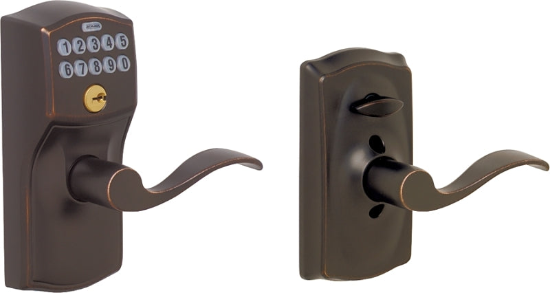 Schlage FE Series FE595VCAM/ACC 716 Keypad Lock, Wave Design, Aged Bronze, Residential, Grade 2 Grade, Metal, Yes