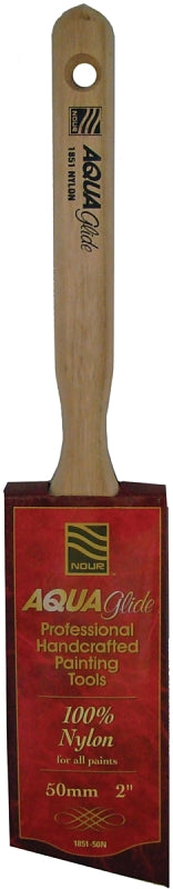 NOUR AquaGlide 1851-50N Angular Paint Brush, 2 in W, 2-3/4 in L Bristle, Nylon Bristle, Sash Handle