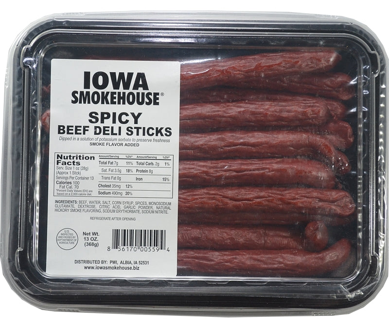 Iowa Smokehouse IS-BDS Beef Deli Stick, Spicy, 13 oz, Pack