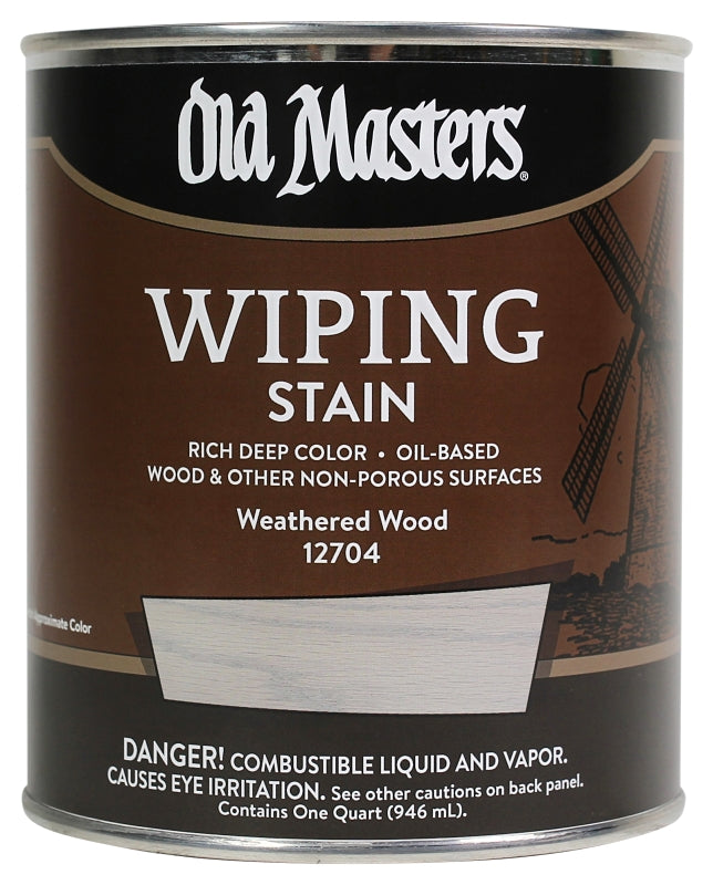Old Masters 12704 Wiping Stain, Weathered Wood, Liquid, 1 qt, Can