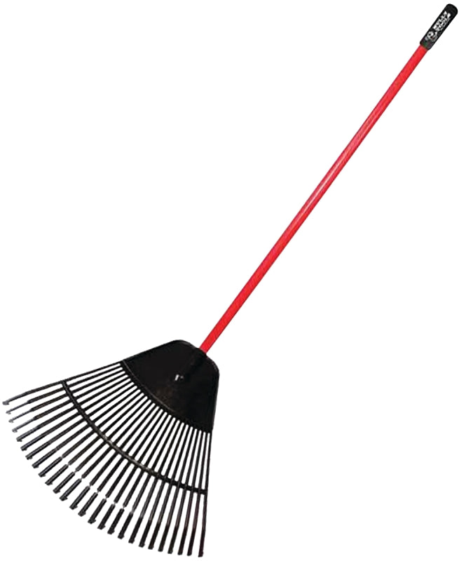 BULLY Tools 92630 Leaf Rake, Poly Tine, 26-Tine, Fiberglass Handle, 41 in L Handle