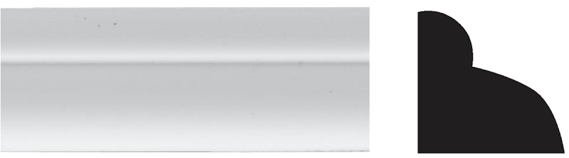 Royal 5073356 Moulding, 8 ft L, 1/2 in W, Cellular PVC, White