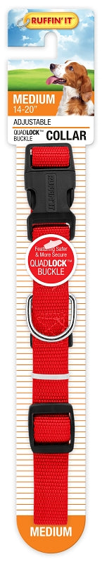 Ruffin'It 31442 Adjustable Dog Collar, 14 to 20 in L, 3/4 in W, Nylon