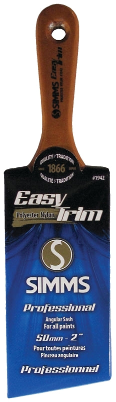 Easy-Trim 1942-50 Thin Angular Sash Brush, 2 in W, 2-3/8 in L Bristle, Nylon/Polyester Bristle, Short Handle