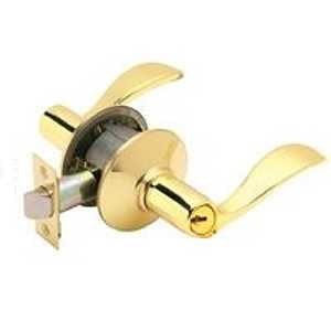 Schlage Accent Series F51A ACC 605 Entry Door Handleset Lockset, Mechanical Lock, Bright Brass, Lever Handle, Metal