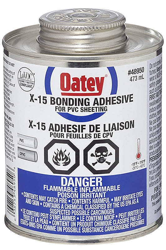Oatey 48034 Bonding Adhesive, 16 oz, Liquid, Clear/Yellow