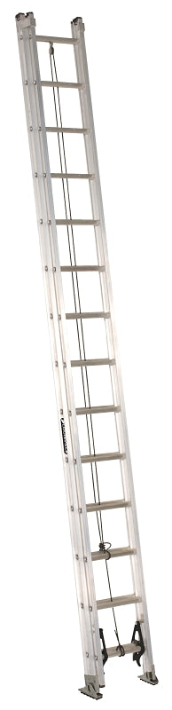 Louisville AE2200 Series AE2228 Extension Ladder, 27 ft 7 in H Reach, 300 lb, 28-Step, 1-1/2 in D Step, Aluminum
