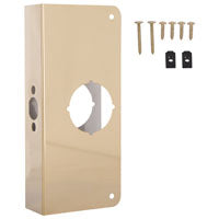 ProSource HSH-048SBP-PS Door Reinforcer, 2-3/8 in Backset, 1-3/8 in Thick Door, Steel, Brass, 9 in H, 4 in W