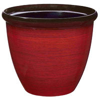 Landscapers Select PT-S020 Planter, 15 in Dia, 12-1/2 in H, Round, Resin, Red Brushed Finish, Red Brushed
