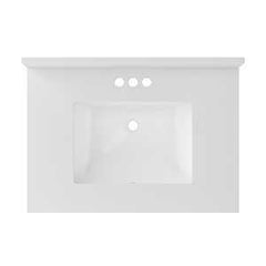 Craft + Main QZ31224SWR Vanity Top, 22 in OAL, 31 in OAW, Ceramic/Quartz, Snow White, Undermount Sink, 1-Bowl
