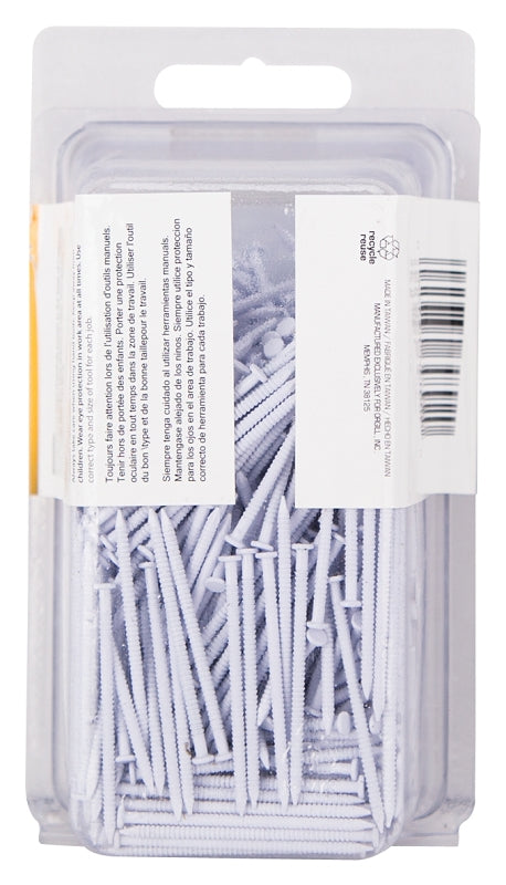 ProSource NTP-162-PS Panel Nail, 15D, 1-5/8 in L, Steel, Painted, Flat Head, Ring Shank, White