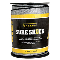 Zareba Sure Shock HDT500W2-Z Polytape, 500 ft L, 2 in W, 14-Strand, Aluminum Conductor, Fiberglass