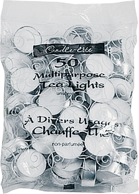 CANDLE-LITE 4231595 Tea Light Candle, White Candle, 3 hr Burning