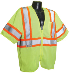 Radwear SV22-3ZGM-XL Economical Safety Vest, XL, Polyester, Green/Silver, Zipper