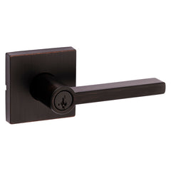 Kwikset Signature Series 156HFL SQT 11P Square Rosette Entry Door Lever, Pushbutton Lock, Venetian Bronze, Zinc, 2 Grade