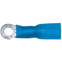 Calterm 65710 Ring Terminal, 16 to 14 AWG Wire, Copper Contact, Tin, Blue, 10/PK