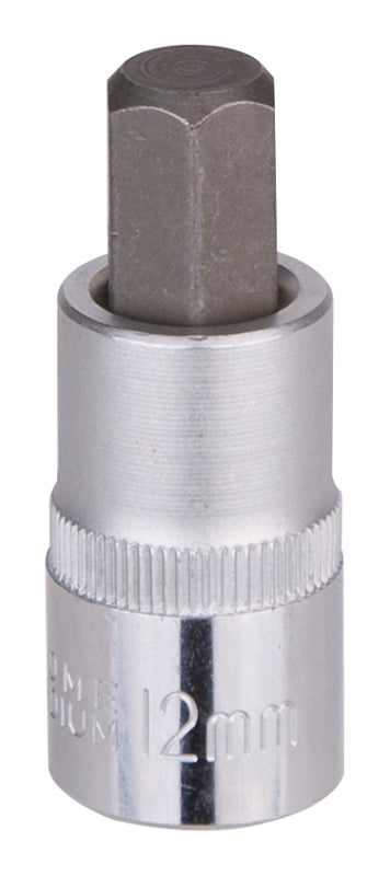 Vulcan Hex Bit Socket, Chrome, 12 mm,1/2 in Drive, 2-1/2 in OAL