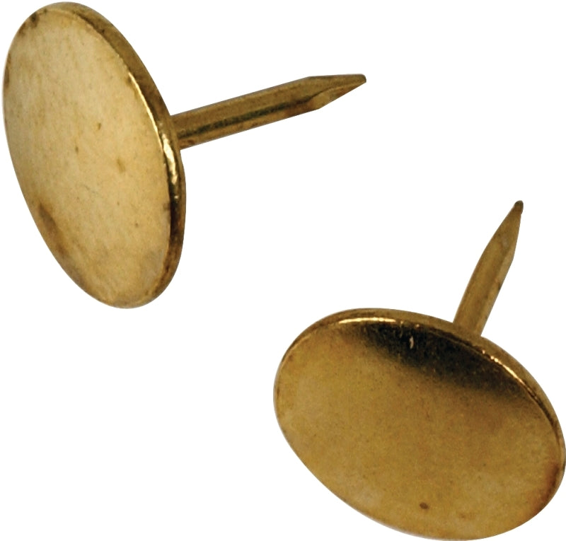 Hillman 122672 Thumb Tack, 15/64 in Shank, Steel, Brass, Cap Head, Sharp Point