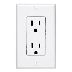 Leviton C24-05675-00W Duplex Receptacle, 2 -Pole, 15 A, 125 V, Push-In, Side Wiring, NEMA: 5-15R, White